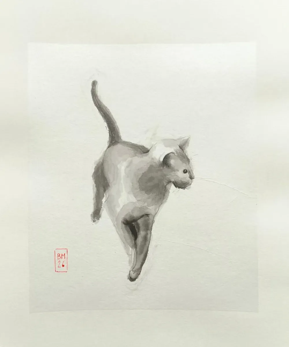 Dessin : Chat en marche II