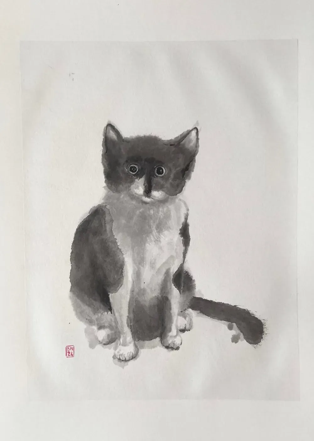 Dessin : Chat noir assis