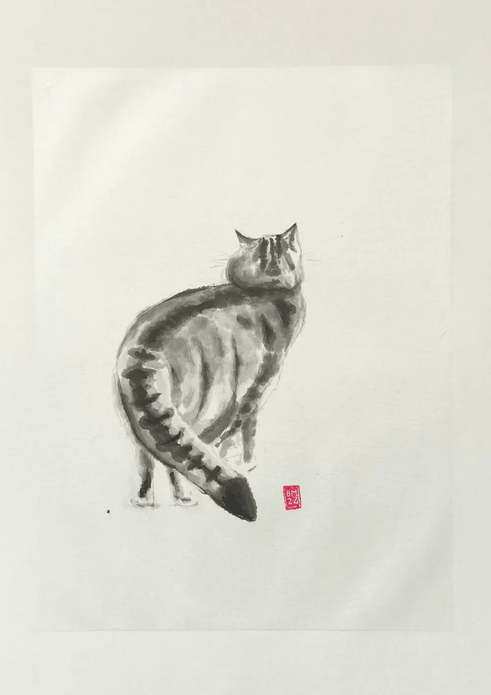Dessin : Chat tigré de dos