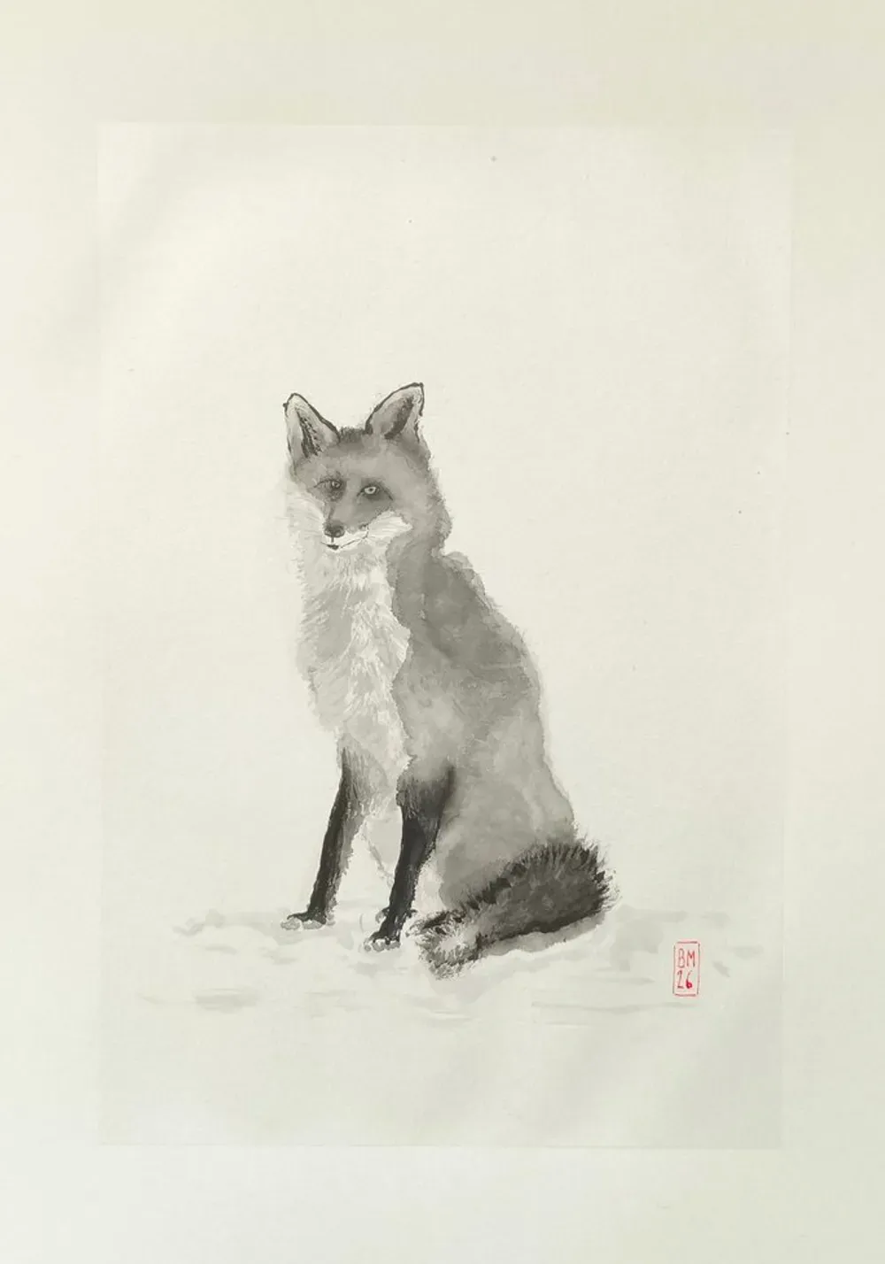 Dessin : Renard assis